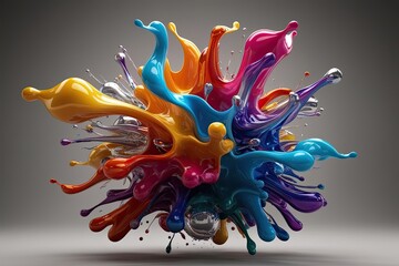 Colorful 3D Liquid Form - Engaging and Explosive Abstract Structure with Dynamic Fluid Motion