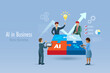 © Kate3155 - AI artificial intelligence in business collaboration. Work processes with AI to increase capacity for organization success and creative ideas.  Business team connect jigsaw puzzle pieces with AI.