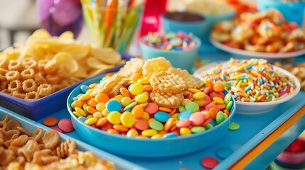 Wall Mural - A tray of colorful party snacks