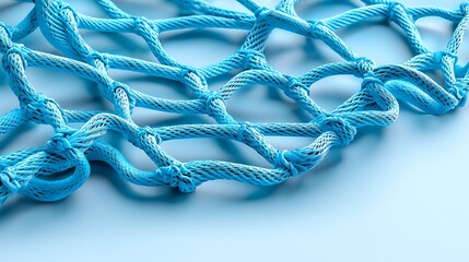 An abstract blue net texture creates a dynamic and intricate background.