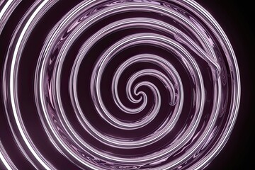 Wall Mural - 3D Shimmering Chrome Neon Liquid Spiral Design in Fluid Motion