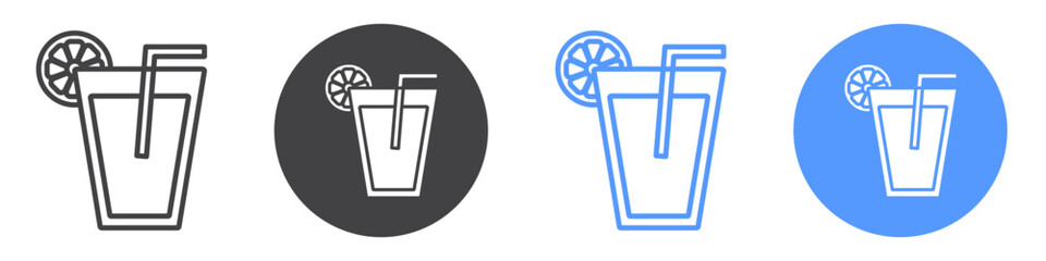 Lemonade icon flat line symbol set.