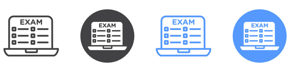 Online exam test icon flat line symbol set.