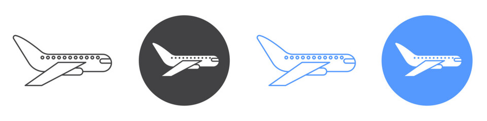 Plane icon flat line symbol set.