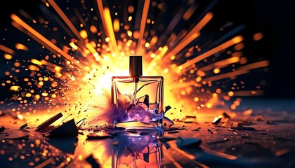 Wall Mural - Fragrant Explosion of Shattered Perfume Bottle