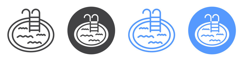 Swimming pool icon flat line symbol set.