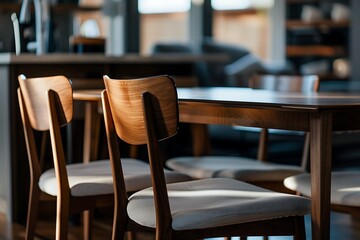 Two wooden chairs in the living room. Vintage style, selective focus