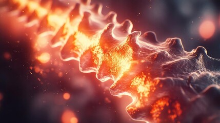 Poster - Close-up of a glowing spine illustration, showcasing anatomical details and vibrant colors, ideal for medical and educational purposes.