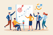 © MDMASUD - Strategic planning, plan to overcome difficulty or obstacle to reach goal or target, team brainstorm or competitor analysis