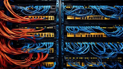 Poster - Tangled Network Cables in a Server Rack