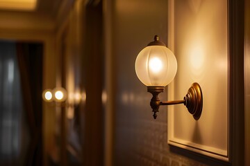 Close-up view of a with a wall sconce