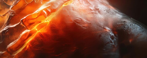 Poster - A mesmerizing abstract image showcasing vibrant orange hues blending with dark textures, evoking energy and movement.