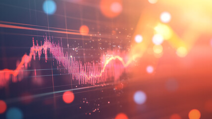 Leinwandbilder - Dynamic abstract illustration of fluctuating data trends with vibrant colors and lights