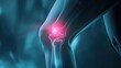 © Tin - Digital illustration of a knee joint with highlighted pain area, showcasing potential injury or condition affecting mobility.