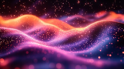 Abstract Purple and Orange Glittering Background with Bokeh Lights