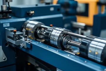 Poster - Close-up of a Complex Industrial Machine with Shiny Metal Parts