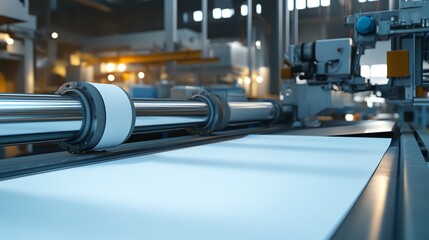 Poster - Industrial Machinery with a White Surface Moving on a Conveyor Belt