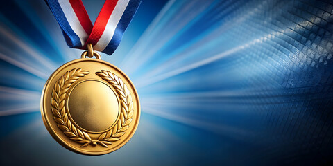 A gold medal symbolizing achievement and victory, gold, medal, winner, success, achievement, victory, first place, sports