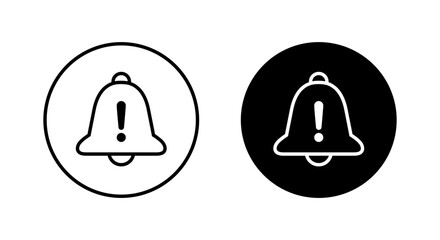 Poster - Warning notification bell icon on black circle. Exclamation mark with bells concept