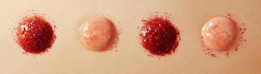 Poster - Four visually appealing paint splatters showcasing a gradient of color from light to dark, ideal for artistic and design projects.