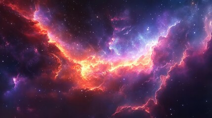 Wall Mural - A vibrant nebula filled with bright stars and clouds in space.