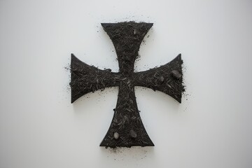 Symbol of Ash on White Canvas Featuring a Cross Design