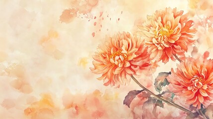 A beautiful watercolor illustration of vibrant orange flowers against a soft, light background, evoking a sense of tranquility and warmth.