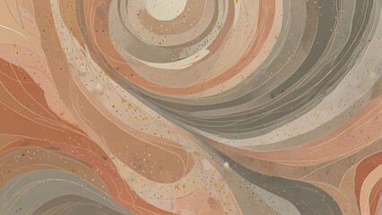 Wall Mural - abstract illustration with gentle, swirling patterns in muted colors like beige, soft gray, and light peach