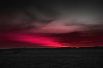 Wall Mural - Crimson Gradient Twilight with Reflective Ruby Glimmer on Charcoal Night Sky Background