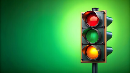 Street Traffic Light on Green Background, traffic light, green, signal, transportation, urban, city, intersection, control