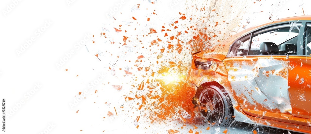 Devastating Car Crash with Explosive Aftermath on Asphalt Road Stock ...