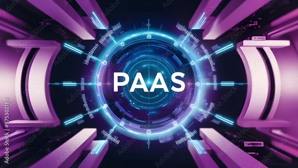 virtual button PaaS, Platform as a service. cloud computing concept ...