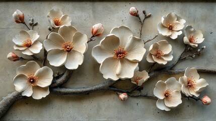 Poster - White Cherry Blossoms on a Branch