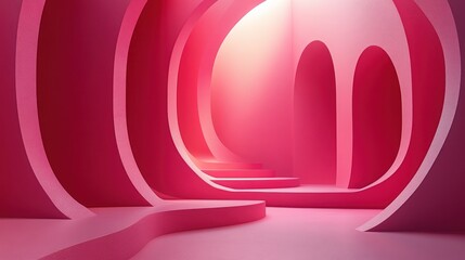 Abstract Pink Architectural Tunnel