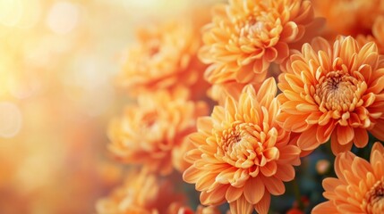 Wall Mural - Close up of a bright orange flower with bokeh background.