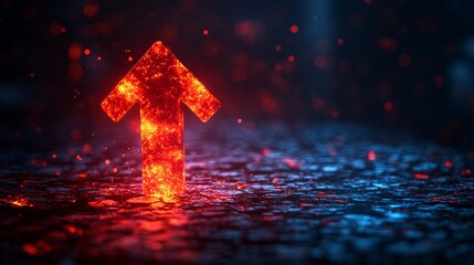 Aufkleber - glowing red arrow on digital surface, futuristic concept