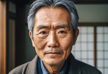 portrait of an old asian man. generative AI