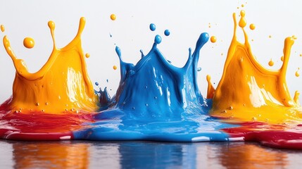 Poster - Colorful Paint Splashes on a White Background