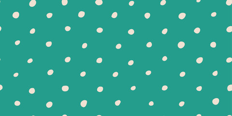 Leinwandbilder - Simple casual polka dots. Vector simple polka dots on green background.