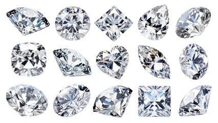 Wall Mural - PNG jewelry diamond element set, transparent background