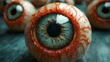 © kodidesign - Close-up of a bloodshot eyeball with realistic veins and intense detail, creating a gruesome and unsettling visual in a horror theme
