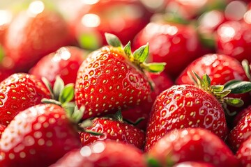 Texture of sweet fresh strawberries as background, closeup , ai