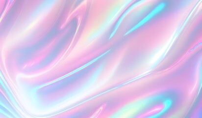 Canvas Print - Holographic neon waves colorful pastel abstract background