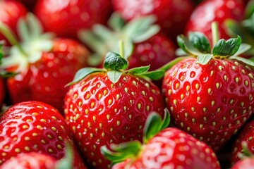 Texture of sweet fresh strawberries as background, closeup , ai