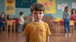 © atipong - Kindergarten student stands alone because he is punished by teacher.