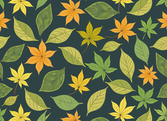 Wall Mural - Autumn Leaf Pattern Seamless Design