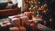 © ShinneProject - Wrapped Christmas gifts under a decorated Christmas tree in a living room.