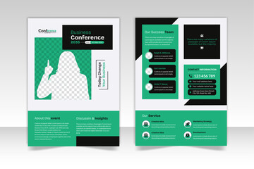 Modern business conference 2 page flyer layout template with A4 size