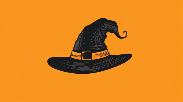 A Halloween logo with a black witch hat, perfect for spooky, magical, and festive designs during the season.
