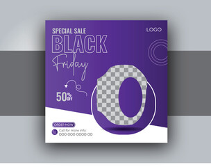 Wall Mural - Black Friday social media post design, Black Friday sale banner design template.